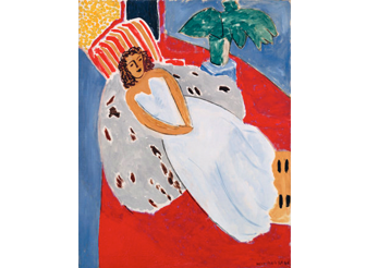 Henri Matisse, Jeune Femme en blanc, fond rouge, 1946